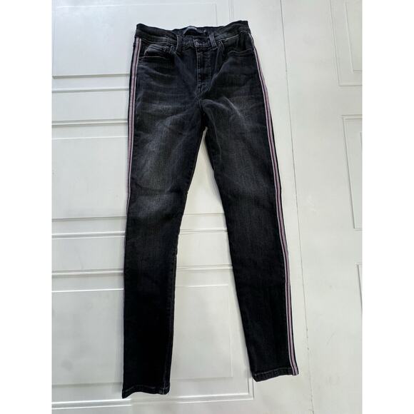 Hudson Denim - Hudson Barbara Super Skinny Side Stripe Jeans - Women's Size 26 Black, Stretch